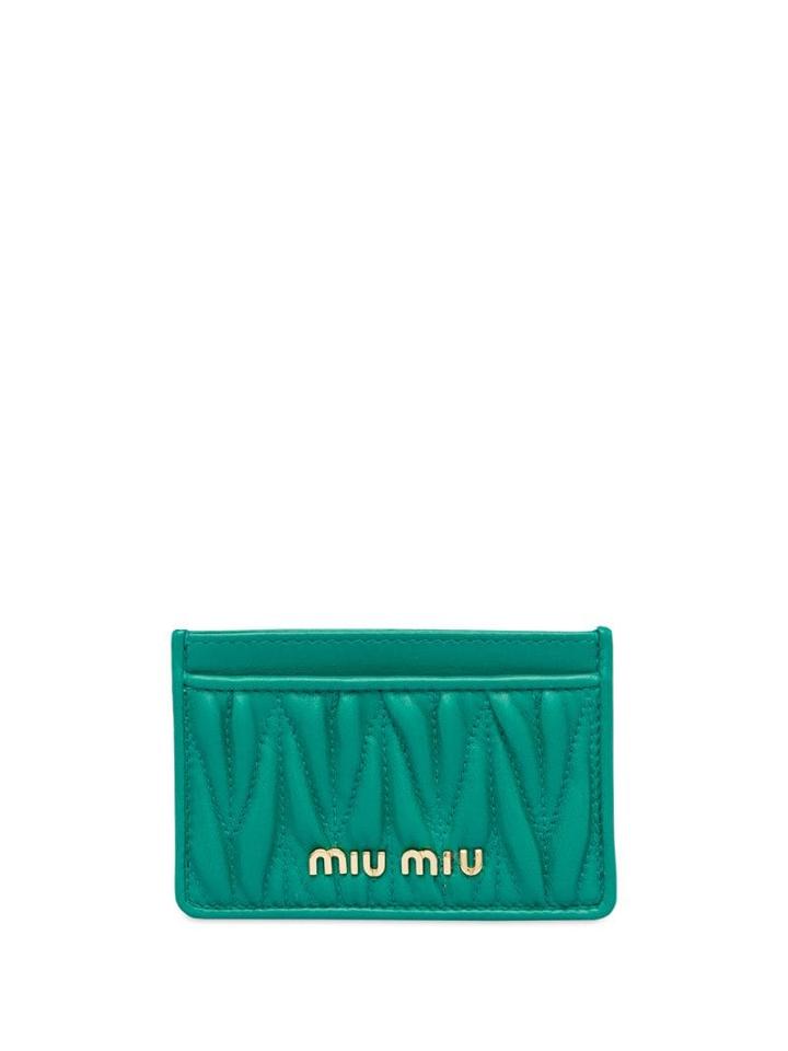 Miu Miu Matelassé Card Holder - Green