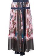 Sacai Souvenir Scarf Pleated Skirt, Women's, Size: 3, Pink/purple, Acetate/polyester