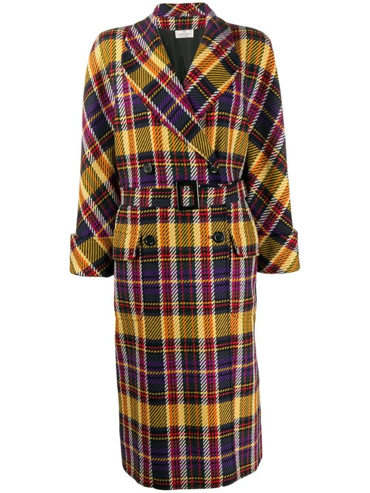 Valentino Pre-owned 1980s Double-breasted Plaid Coat - Yellow