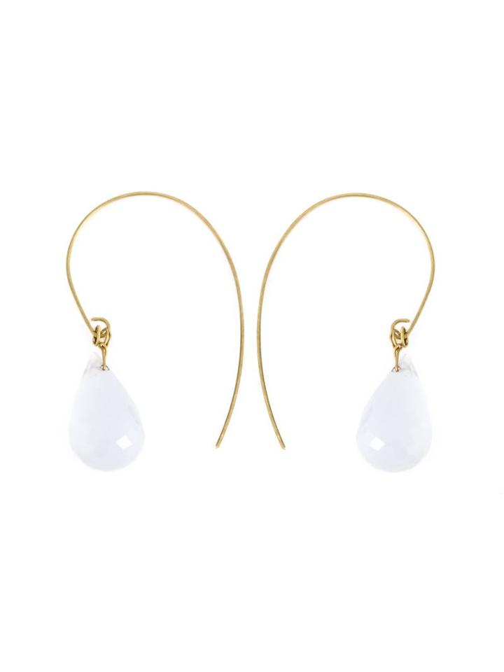 Uzerai Edits 18kt Yellow Gold Dove Grey Agate Earrings