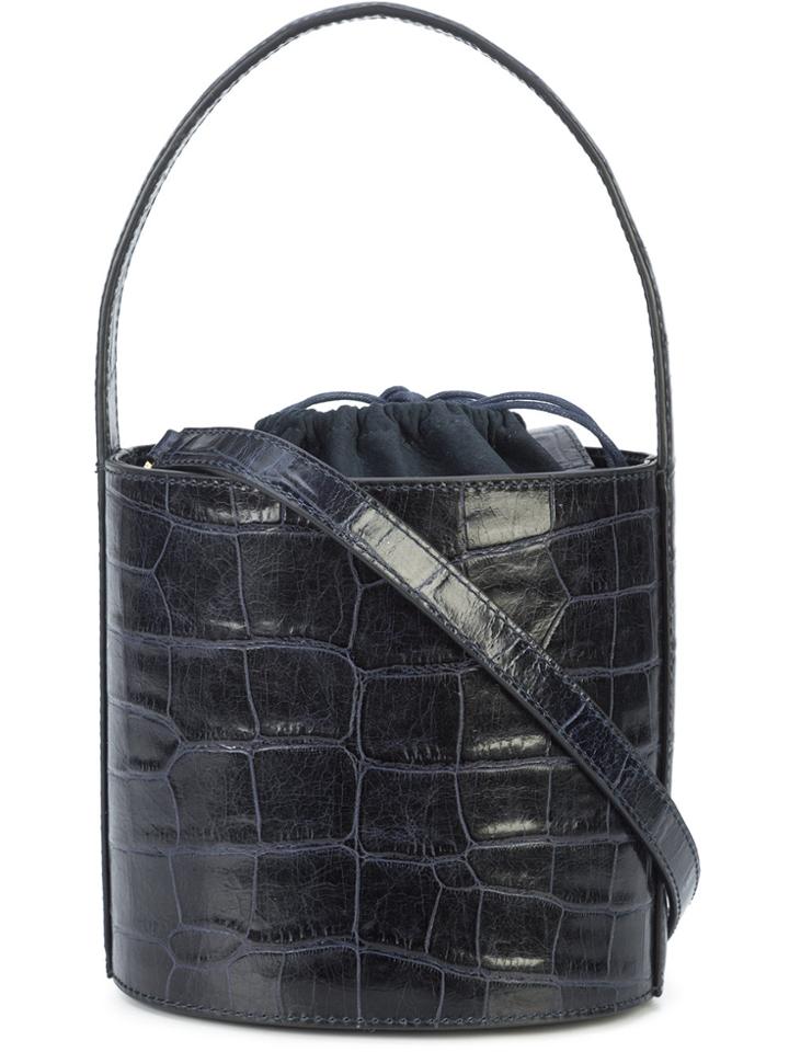 Staud Crocodile Effect Bucket Bag - Blue