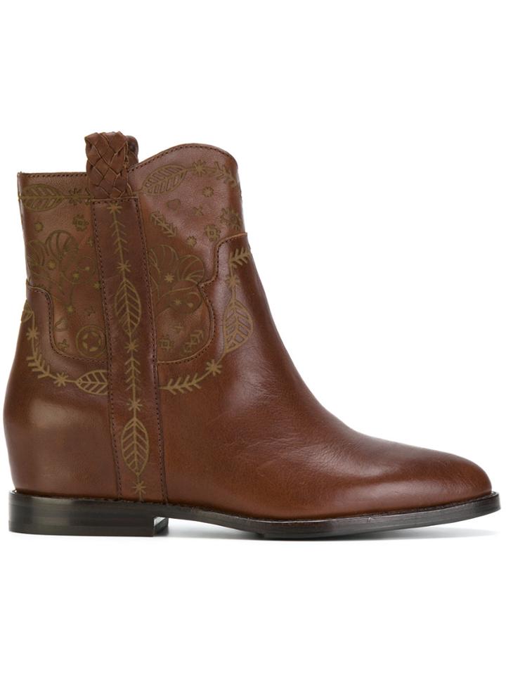 Ash Cowboy Ankle Boots - Brown
