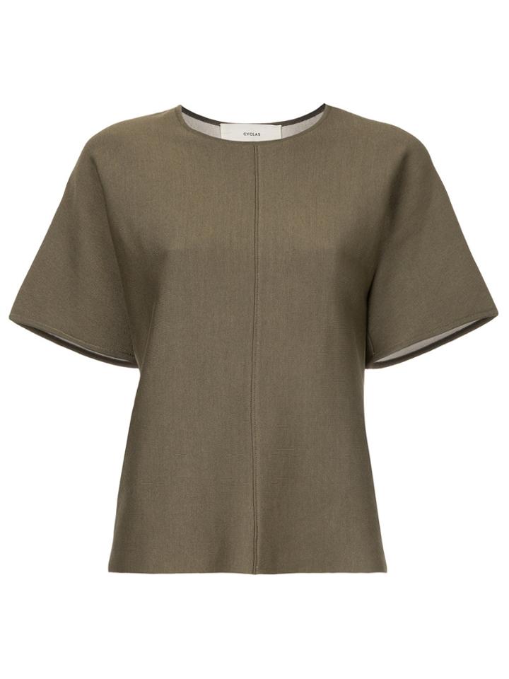 Cyclas Structured Short Sleeve Top - Green