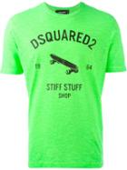 Dsquared2 Skate Print T-shirt, Men's, Size: Xxxl, Green, Cotton/linen/flax
