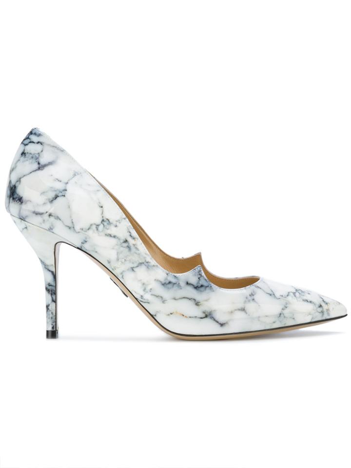Paul Andrew Marble Print Pumps - White