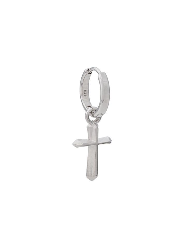 Northskull Dimensional Cross Hoop Earring - Silver