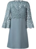 Valentino Lace Crepe Couture Dress, Women's, Size: 42, Blue, Silk/cotton/virgin Wool