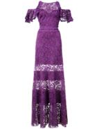 Tadashi Shoji Cold-shoulder Lace Gown - Pink & Purple