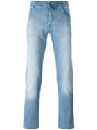 Jacob Cohen Hard Stonewash Effect Slim Fit Jeans, Men's, Size: 35, Cotton/spandex/elastane