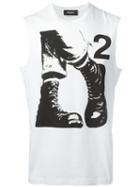 Dsquared2 Punk Boots Sleeveless T-shirt, Men's, Size: Medium, White, Cotton/spandex/elastane