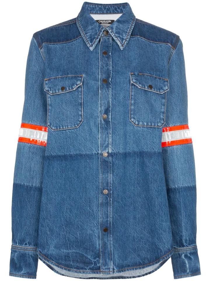Calvin Klein 205w39nyc Fireman Band Bleached Denim Shirt - Blue