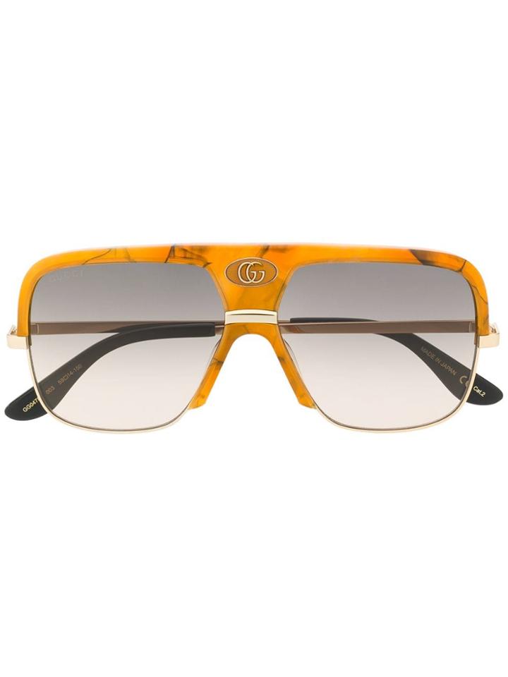 Gucci Eyewear Oversized Aviator Sunglasses - Yellow
