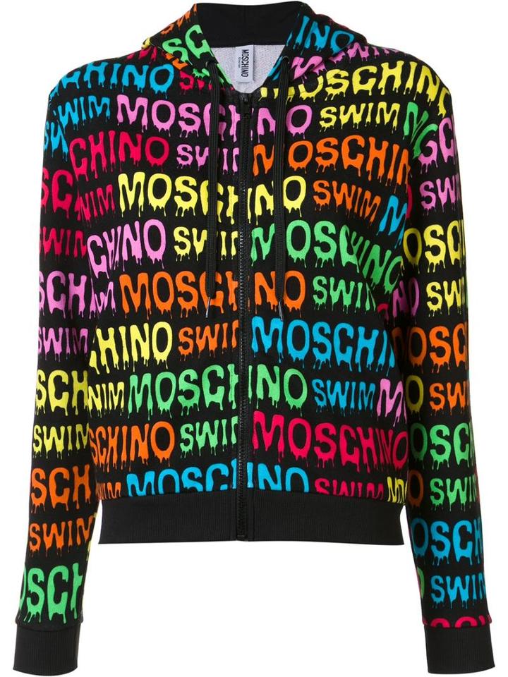 Moschino Logo Print Hoodie, Women's, Size: Xl, Black, Cotton