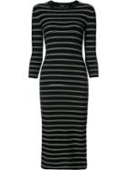 Theory Striped Fitted Dress, Women's, Size: Small, Black, Viscose/polyester