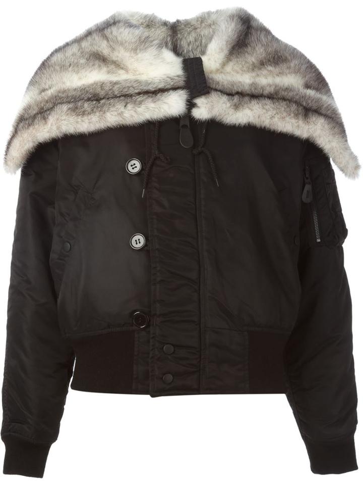 Liska Mink Lined Bomber Jacket, Women's, Size: Medium, Black, Mink Fur/polyester