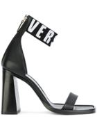 Versus Logo Strap Heeled Sandals - Black