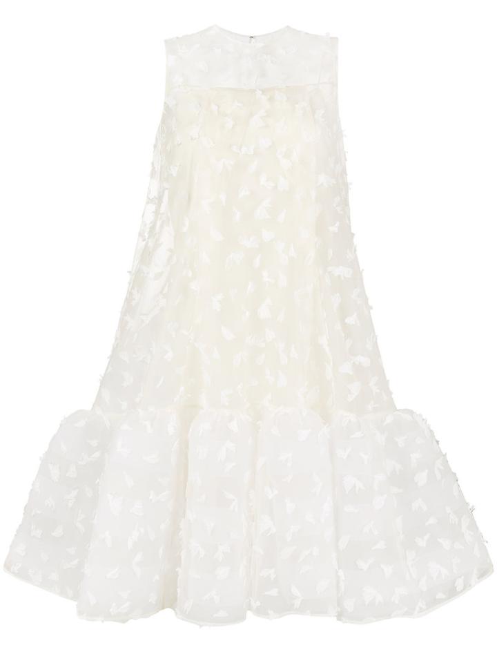 Huishan Zhang - Sleeveless Feather Embellished Dress - Women - Silk/polyester/spandex/elastane - 12, Nude/neutrals, Silk/polyester/spandex/elastane
