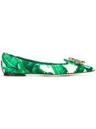 Dolce & Gabbana Embellished Tropical Print Ballerinas