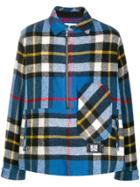 We11done Plaid Henley Sweatshirt - Blue