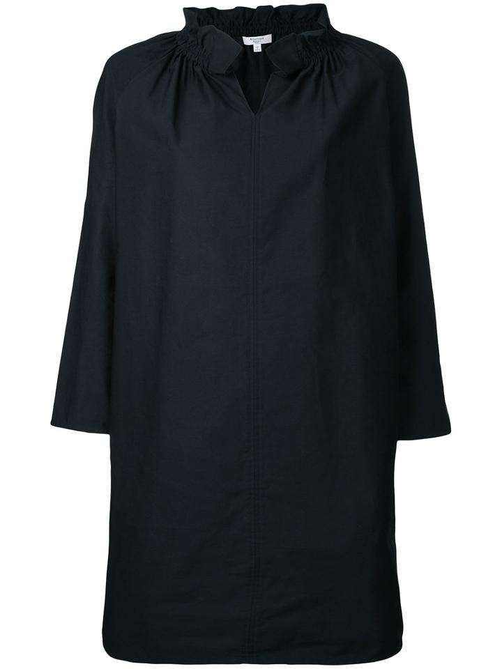Atlantique Ascoli - Ruffle Collar Dress - Women - Cotton/linen/flax - 1, Black, Cotton/linen/flax