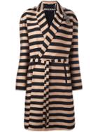 Rochas Striped Coat, Women's, Size: 38, Nude/neutrals, Cotton/polyester/silk/viscose