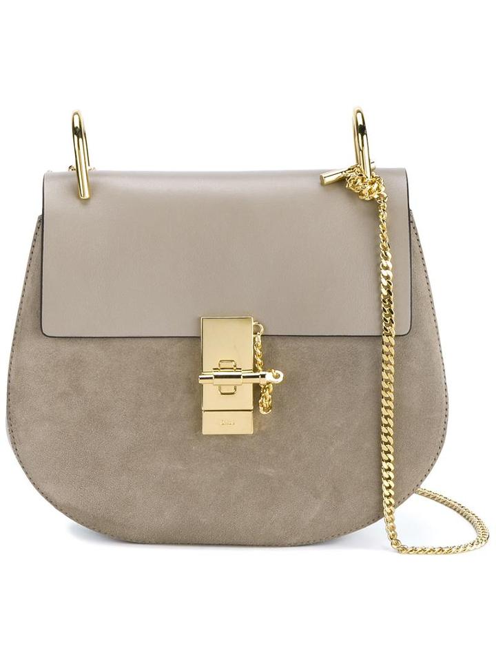 Chloé 'drew' Shoulder Bag, Women's, Grey, Calf Leather/calf Suede