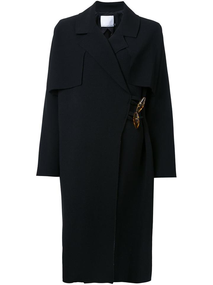 Christopher Esber Caped Resin Toggle Coat, Women's, Size: 8, Black, Silk/polyester/spandex/elastane