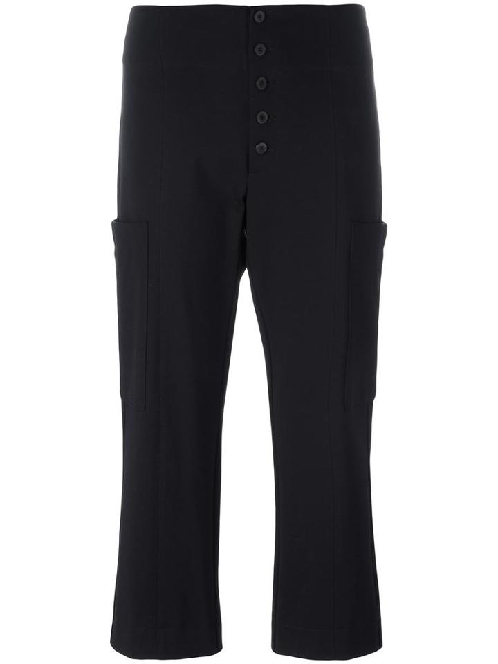 Dondup Drop-crotch Flared Cropped Trousers, Women's, Size: 44, Black, Polyamide/viscose/spandex/elastane