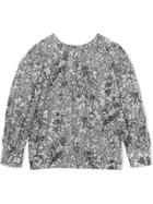 Burberry Kids Teen Floral Print Cotton Silk Blouse - Grey