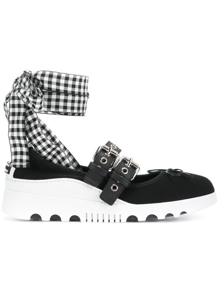 Miu Miu Retro Lace-up Ballerinas - Black