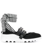 Miu Miu Retro Lace-up Ballerinas - Black