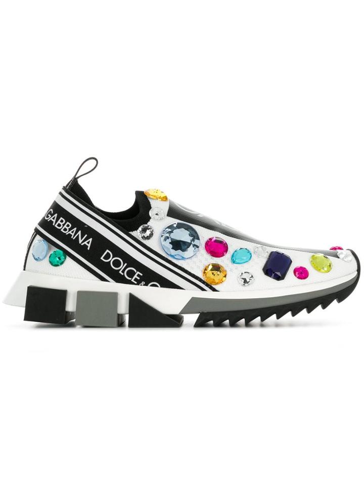 Dolce & Gabbana Embellished Slip-on Sneakers - White