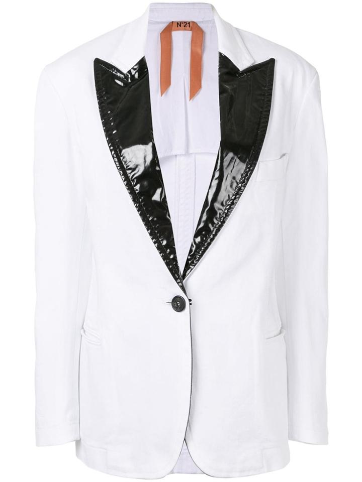 Nº21 Contrasting Lapels Blazer - White