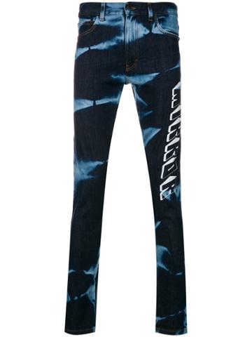 Mirror By Paura Tie-dye Slogan Slim Fit Jeans - Blue