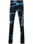 Mirror By Paura Tie-dye Slogan Slim Fit Jeans - Blue