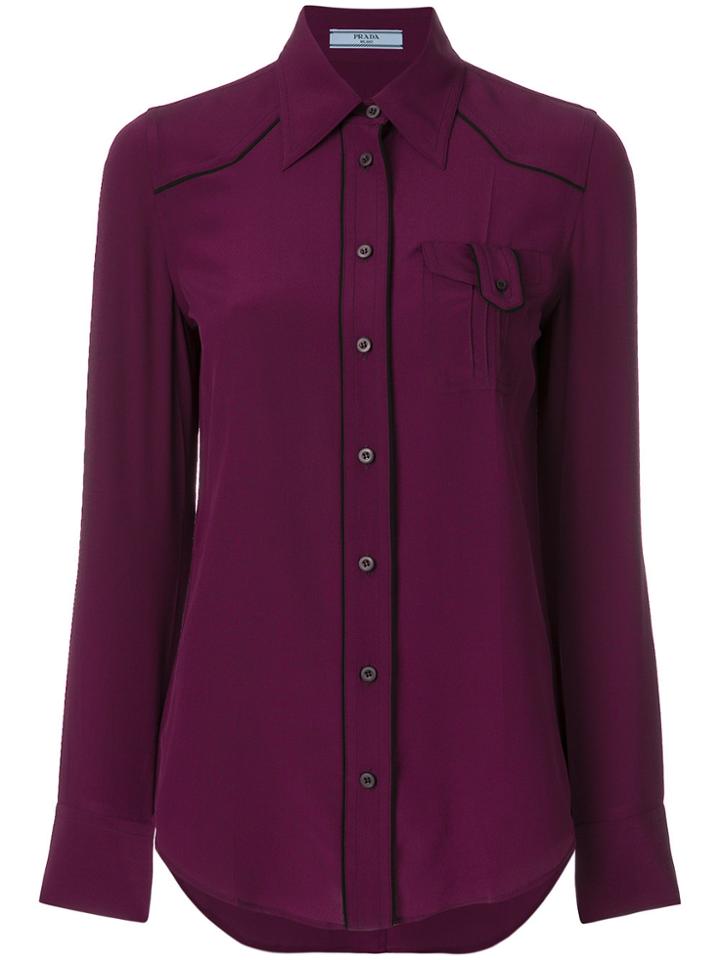 Prada Fitted Silk Shirt - Pink & Purple