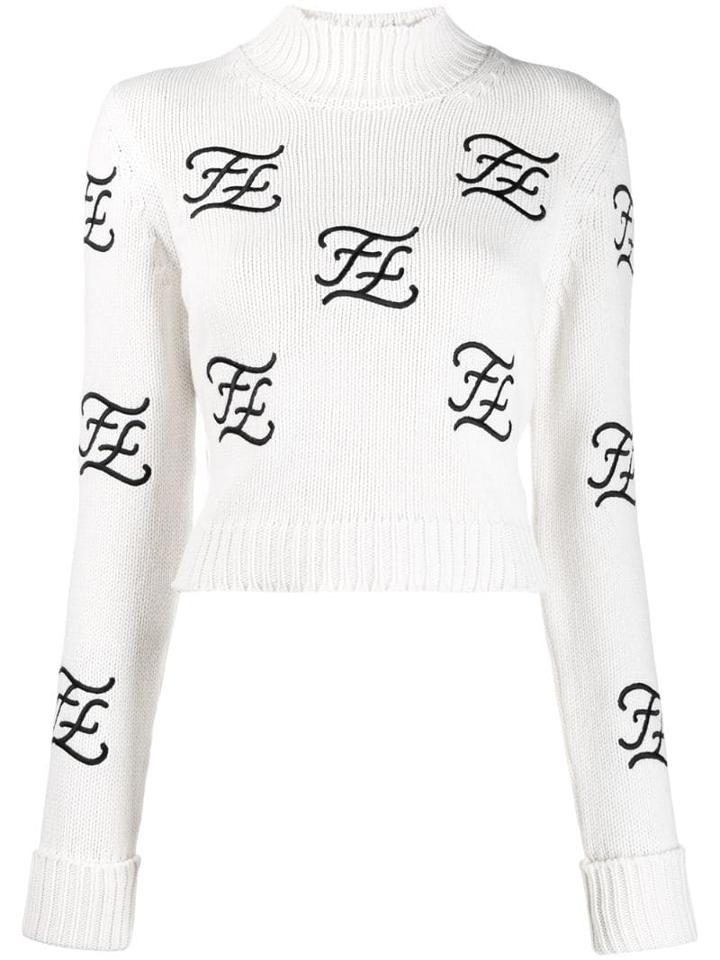 Fendi Ff Karligraphy Jumper - White