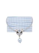 Miu Miu Silver Bracelet With Ribbon And Pearl - Blue