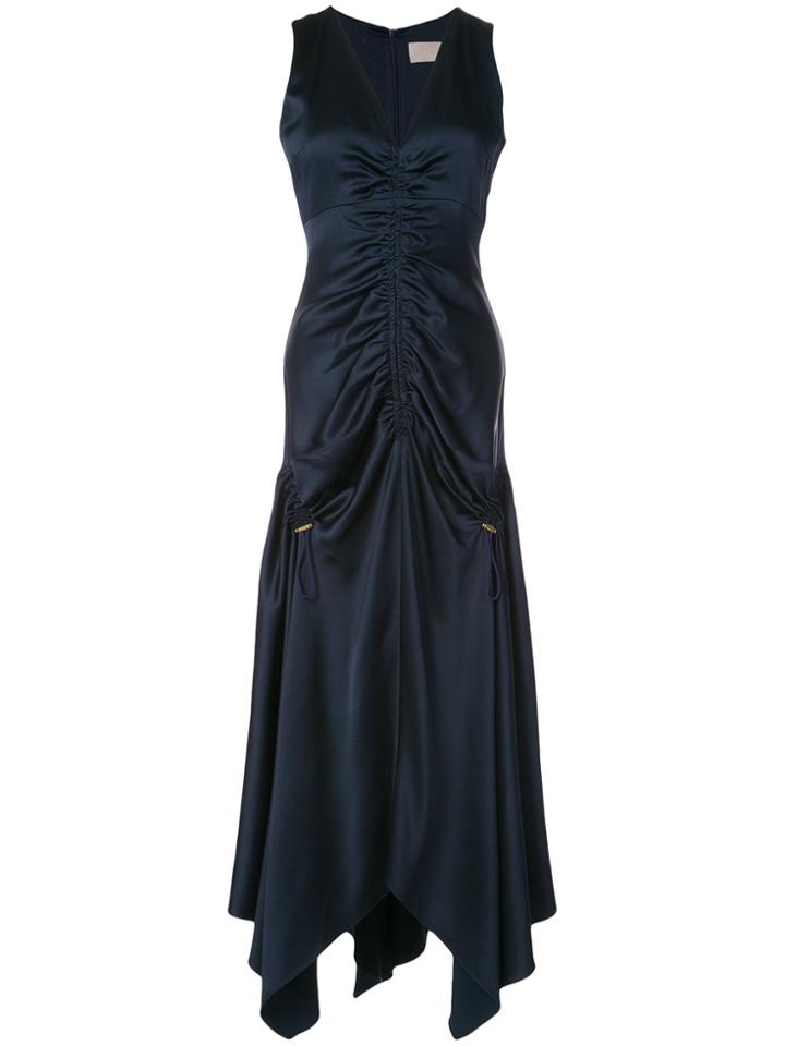 Peter Pilotto Pepi Printed Satin Ruched Dress - Blue