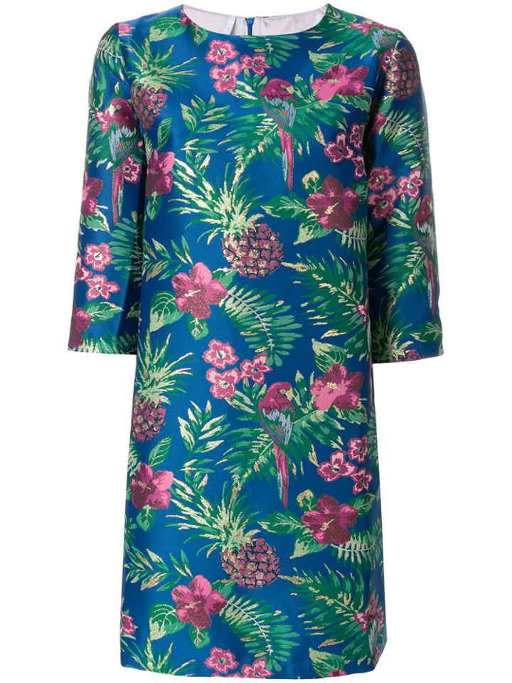 Alcoolique Tropical Jacquard Dress - Blue