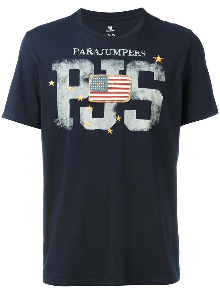 Parajumpers Flag Patch T-shirt, Men's, Size: Xxl, Blue, Cotton