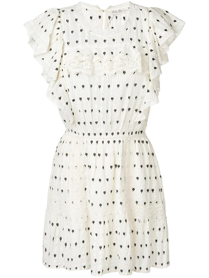 Love Shack Fancy Lace Trim Floral Mini Dress - White