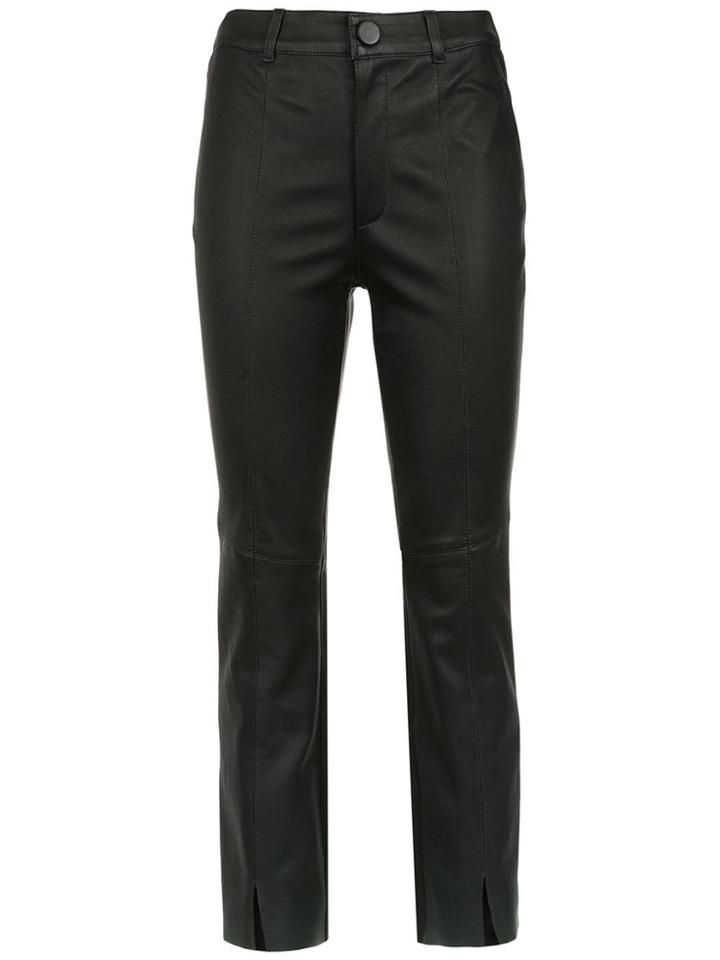 Nk Cropped Leather Trousers - Black