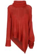 Ann Demeulemeester Asymmetric Turtleneck Sweater - Red
