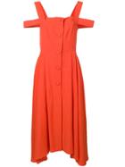 Isa Arfen Cold-shoulder Flared Dress - Orange
