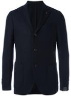 Lardini Patch Pockets Blazer, Men's, Size: 52, Blue, Viscose/cupro/wool/cotton