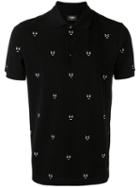 Fendi Embellished Polo Shirt, Men's, Size: 48, Black, Cotton