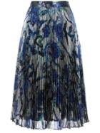 Christopher Kane Lamé Pleated Skirt, Women's, Size: 40, Blue, Silk/polyester/acetate