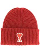 Ami Paris Ami De Caur Patch Beanie - Orange