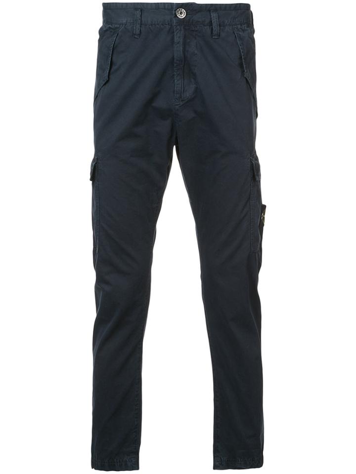 Stone Island Cargo Pocket Chino Trousers - Blue